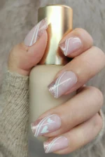 French Takma Tırnak 24'lü Simli Kare Orta Uzun Takma Tırnak W476 - Görsel 4