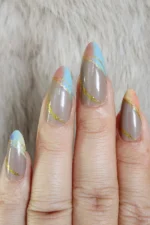 Badem Takma Tırnak Seti 24'lü Orta Uzun Çok Renkli W489 - Görsel 5