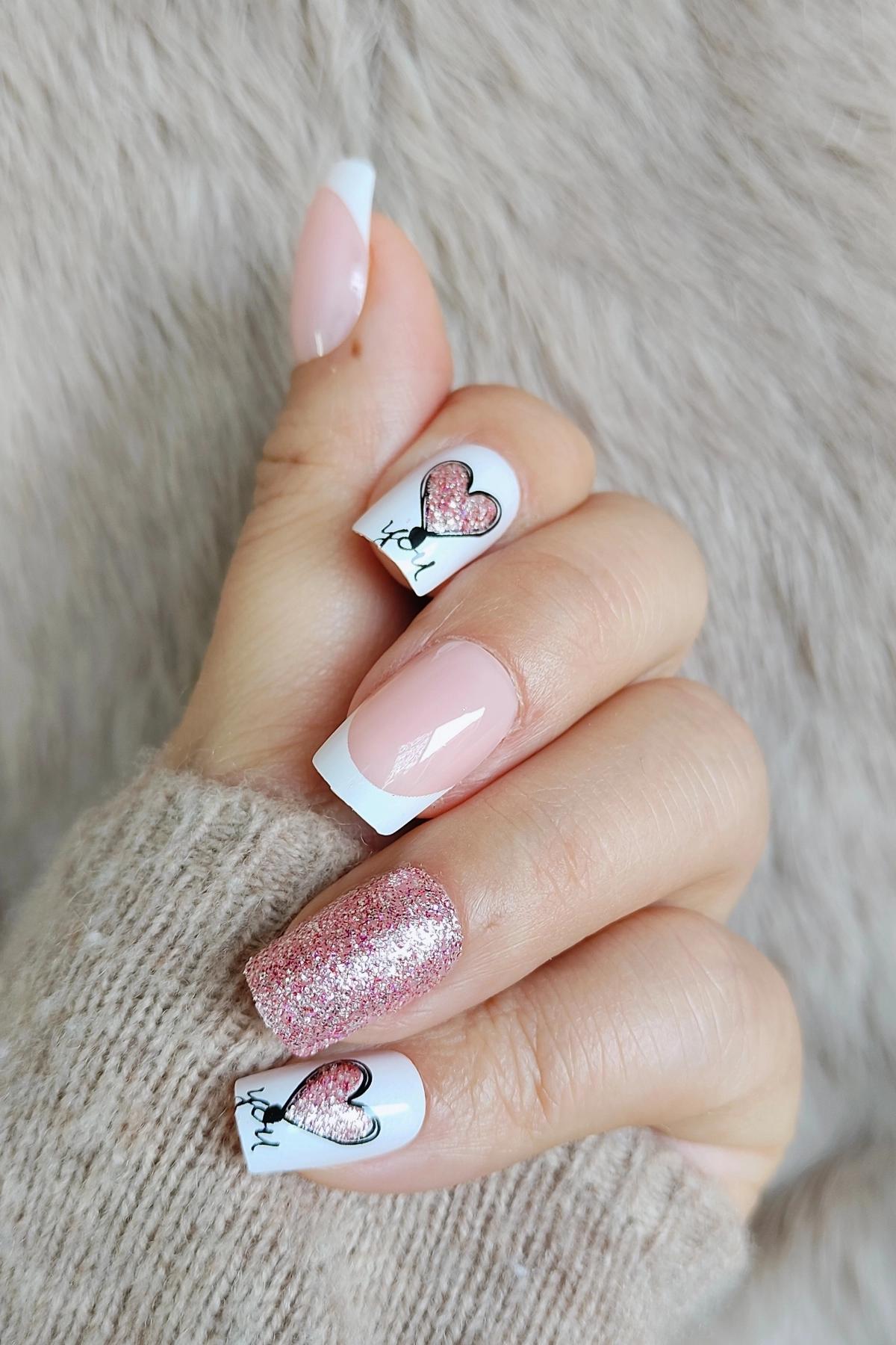 W808-2_takma_tırnak_24adet_ Kısa French Takma Tırnak Seti 24'lü Küt Tırnak W808 - Görsel 1