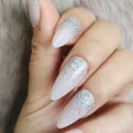 Badem Takma Tırnak 24 Adet Simli Açık Pembe W817