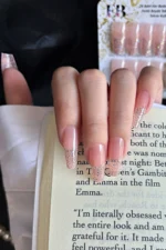 Naturel Küt Simli Uzun Takma Tırnak Taşlı 24 Adet Takma Tırnak Seti Z076 - Görsel 4