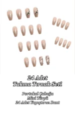 Naturel Küt Simli Uzun Takma Tırnak Taşlı 24 Adet Takma Tırnak Seti Z076 - Görsel 8