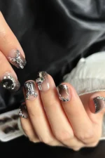 Kısa Takma Tırnak 24 Adet Siyah Takma Tırnak Seti Taşlı Z1008 - Görsel 3