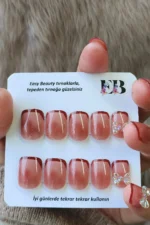 Kısa Kırmızı French Takma Tırnak Seti 24 Adet Z170 - Görsel 2