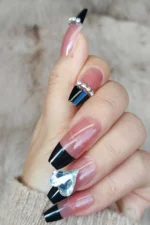 24'lü Siyah French Uzun Takma Tırnak Seti Z193 - Görsel 2