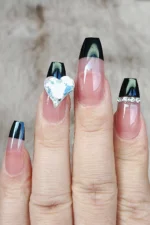 24'lü Siyah French Uzun Takma Tırnak Seti Z193 - Görsel 3