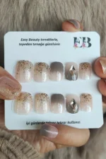 Kısa Takma Tırnak Seti Desenli 24'lü Takma Tırnak Aksesuarları Hediye Z259 - Görsel 6