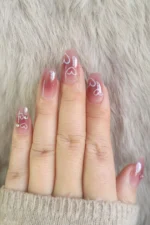 Desenli Takma Tırnak Seti Pembe Kalpli Balerin Takma Tırnak Z261 - Görsel 3