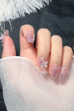 Balerin Takma Tırnak Simli Kelebekli 24 Adet Takma Tırnak Seti Z343 - Görsel 8