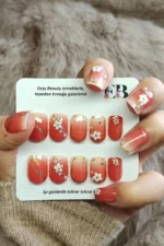 Kısa Kırmızı Takma Tırnak Seti 24'lü. Takma Tırnak Aksesuarları Hediye Z353 - Görsel 4