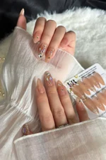 Badem Tırnak Nude Orta Uzun 24 Adet Takma Tırnak Seti Z523 - Görsel 2