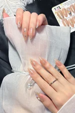 Badem Tırnak Nude Orta Uzun 24 Adet Takma Tırnak Seti Z523 - Görsel 8