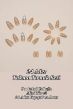 Badem Tırnak Nude Orta Uzun 24 Adet Takma Tırnak Seti Z523 - Görsel 9
