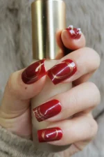 Kırmızı Takma Tırnak Seti Desenli 24'lü Orta Uzun Kare Z552 - Görsel 4