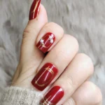 Kırmızı Takma Tırnak Seti Desenli 24'lü Orta Uzun Kare Z552