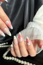 Badem Tırnak Kırmızı Ombre Orta Uzunlukta 24 Adet Takma Tırnak Seti Z863 - Görsel 3