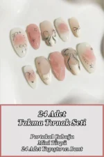 Badem Tırnak Kırmızı Ombre Orta Uzunlukta 24 Adet Takma Tırnak Seti Z863 - Görsel 6