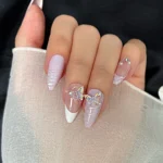 French Badem Tırnak Orta Uzunlukta 24 Adet Takma Tırnak Seti Z910