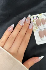 French Badem Tırnak Orta Uzunlukta 24 Adet Takma Tırnak Seti Z910 - Görsel 3