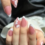 Kısa Badem French Taşlı 24 Adet Takma Tırnak Seti Z931