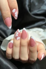 Kısa Badem French Taşlı 24 Adet Takma Tırnak Seti Z931