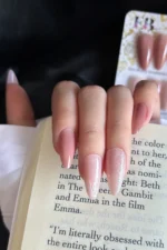 Badem Tırnak Pembe Orta Uzunlukta 24 Adet Takma Tırnak Seti W1511 - Görsel 2