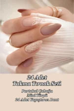 Badem Tırnak Pembe Orta Uzunlukta 24 Adet Takma Tırnak Seti W1511 - Görsel 3