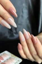 Badem Tırnak Pembe Orta Uzunlukta 24 Adet Takma Tırnak Seti W1511 - Görsel 4