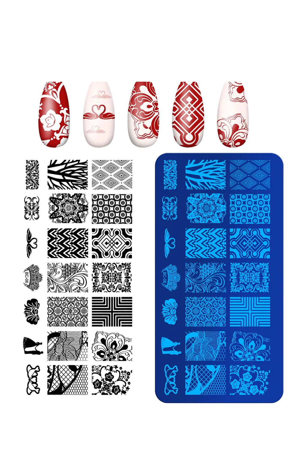 baski-plakasi-nail-art-french-stamper-desen-baski-paleti-stampa-plakasi-bc-6-1 Baskı Plakası - Nail Art French Stamper, Desen Baskı Paleti. Stampa Plakası BC 6 - Görsel 1