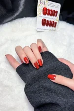 Bordo Kedi Gözü Kısa Küt 10 Adet Takma Tırnak Seti T036