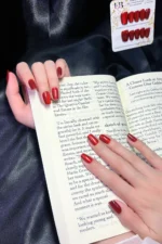 Bordo Kedi Gözü Kısa Küt 10 Adet Takma Tırnak Seti T036 - Görsel 2