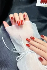 Bordo Kedi Gözü Kısa Küt 10 Adet Takma Tırnak Seti T036 - Görsel 4