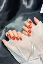 Bordo Kedi Gözü Kısa Küt 10 Adet Takma Tırnak Seti T036 - Görsel 5