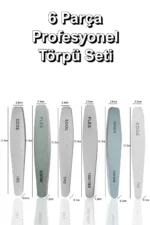 Buffer 6 Parça Profesyonel Kağıt Törpü Seti Protez Tırnak Törpüsü Toz Fırçası Hediyeli