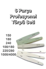 Buffer 6 Parça Profesyonel Kağıt Törpü Seti Protez Tırnak Törpüsü Toz Fırçası Hediyeli - Görsel 2