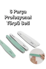 Buffer 6 Parça Profesyonel Kağıt Törpü Seti Protez Tırnak Törpüsü Toz Fırçası Hediyeli - Görsel 3