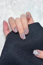 Çiçek Desenli Kısa Küt 10 Adet Takma Tırnak Seti T050 - Görsel 2