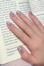 Çiçek Desenli Kısa Küt 10 Adet Takma Tırnak Seti T050 - Görsel 5