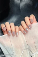 Çiçek Desenli Kısa Küt 10 Adet Takma Tırnak Seti T050 - Görsel 8