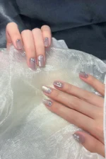 Çiçek Desenli Kısa Küt 10 Adet Takma Tırnak Seti T050 - Görsel 9