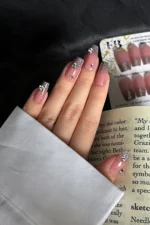 Desenli Takma Tırnak Seti 24'lü. Küt Tırnak Yapıştırıcı Ve Aksesuarları Hediye Z681 - Görsel 3