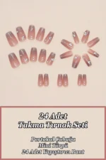 Desenli Takma Tırnak Seti 24'lü. Küt Tırnak Yapıştırıcı Ve Aksesuarları Hediye Z681 - Görsel 8