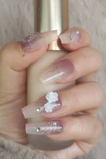 Desenli Takma Tırnak Seti. Takma Tırnak Aksesuarları Hediye. Küt Coffin Orta Uzun Takma Tırnak Z526 - Görsel 4