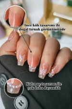 French Protez Tırnak 10 Adet El Yapımı Takma Tırnak Seti 2402 - Görsel 3