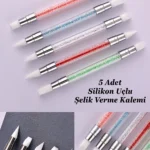 Hamur Jel Şekil Verme Fırçası Nail Art Fırça Silikon Tırnak Fırçası 5li Set