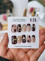 Kalpli Protez Tırnak 10 Adet El Yapımı Takma Tırnak Seti 1511 - Görsel 6