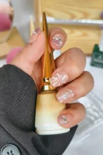 Kedi Gözü French Protez Tırnak 10 Adet El Yapımı Takma Tırnak Seti 3701