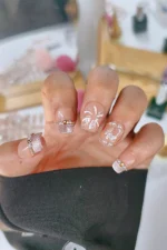 Kedi Gözü French Protez Tırnak 10 Adet El Yapımı Takma Tırnak Seti 3701 - Görsel 3