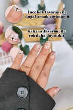 Kedi Gözü French Protez Tırnak 10 Adet El Yapımı Takma Tırnak Seti 3701 - Görsel 4