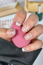 Kedi Gözü French Protez Tırnak 10 Adet El Yapımı Takma Tırnak Seti 3701 - Görsel 6